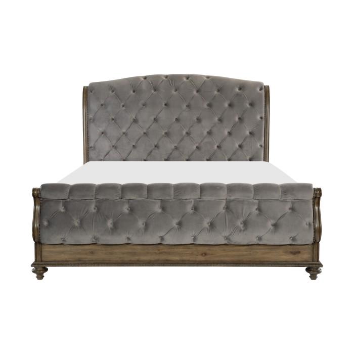 Rachelle King Sleigh Bed in Weathered Pecan 1693K-1EK