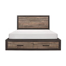 Miter King Platform Bed with Footboard Storage in Rustin Mahogany & Dark Ebony 1762K-1EK