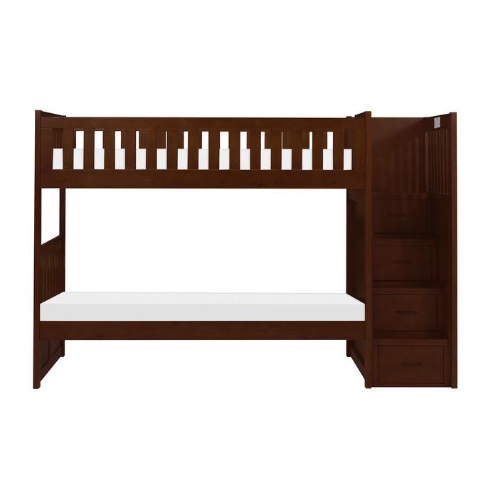 Rowe Bunk Bed w/ Reversible Step Storage in Dark Cherry B2013SBDC-1