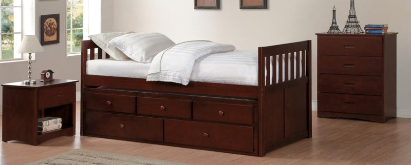 Rowe Twin/Twin Trundle Bed w/ Two Storage Drawers in Dark Cherry B2013PRDC-1