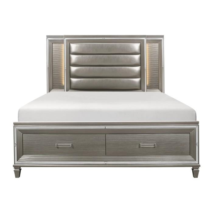 Tamsin King Upholstered Storage Bed in Silver Grey Metallic 1616K-1EK