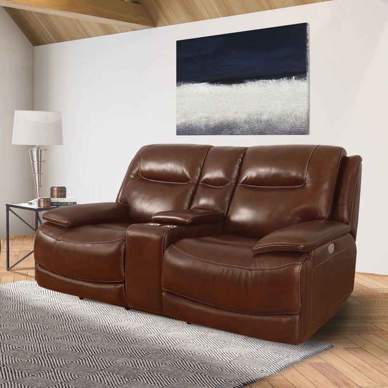 COLOSSUS - NAPOLI BROWN POWER CONSOLE LOVESEAT