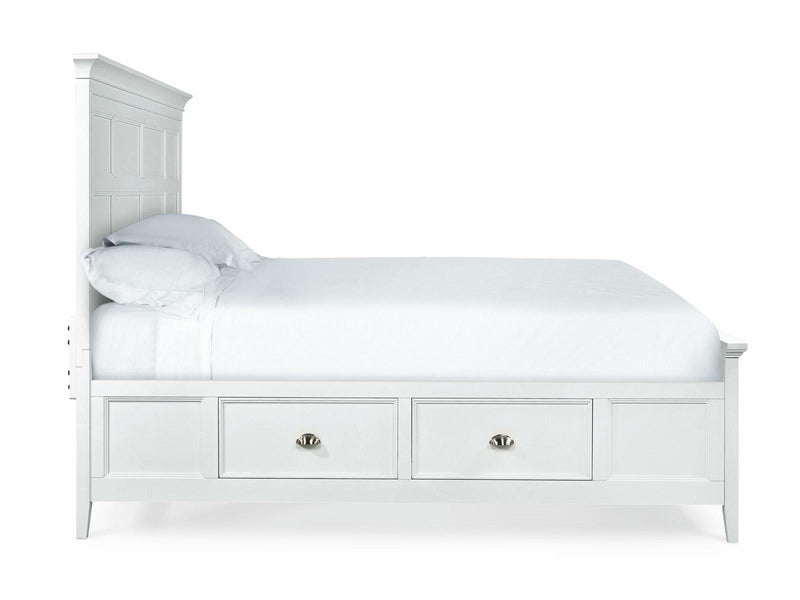 Magnussen Furniture Kentwood Queen Panel Bed with Storage Rails in White