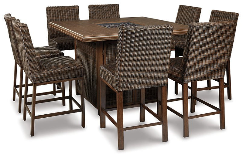 Paradise Trail 9-Piece Outdoor Bar Table Set