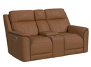 Leather Power Reclining Console Loveseat