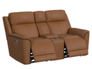 Leather Power Reclining Console Loveseat