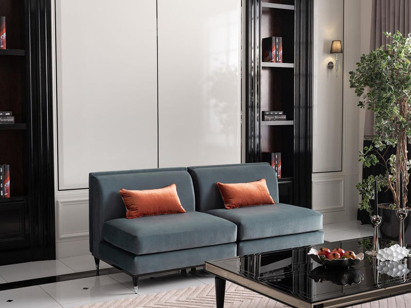 AICO La Francaise Armless Chair in Azure/Black - Furniture Now (CA)