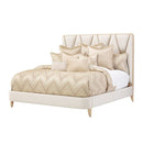 AICO La Rachelle King Upholstered Panel Bed in Medium Champagne - Furniture Now (CA)