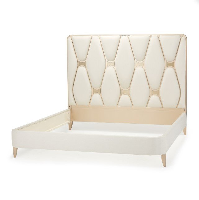 AICO La Rachelle King Upholstered Panel Bed in Medium Champagne - Furniture Now (CA)