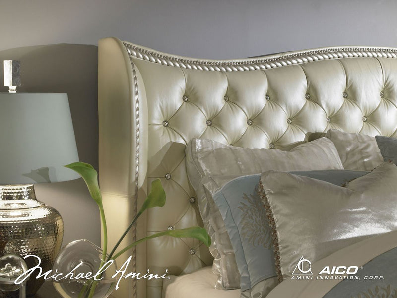 AICO Hollywood Swank Cal King Upholstered Platform Bed in Pearl - Furniture Now (CA)