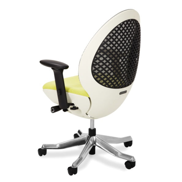 AICO Furniture AOS Linq Mid Back Chair-Snow finished body in Mustard fabric seat with Polished Aluminum base - Furniture Now (CA)