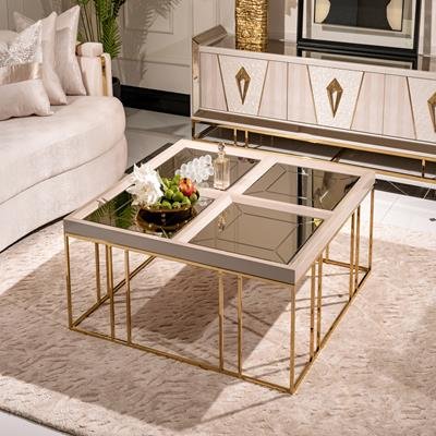 AICO Carmela Cocktail Table in Shimmer Ivory - Furniture Now (CA)