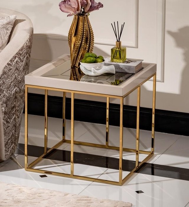 AICO Carmela Side Table in Shimmer Ivory image