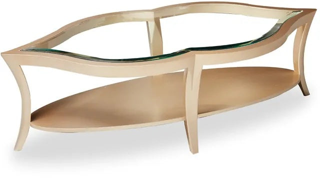 AICO Malibu Crest Cocktail Table w/Glass in Chardonnay - Furniture Now (CA)