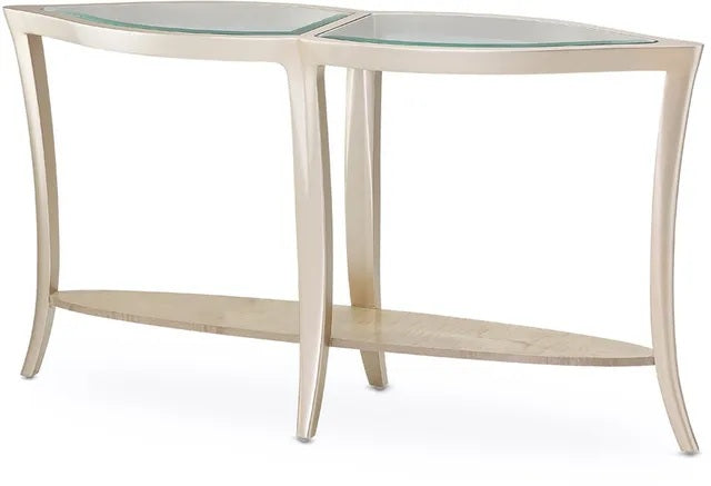AICO Malibu Crest Console Table w/Glass in Chardonnay - Furniture Now (CA)