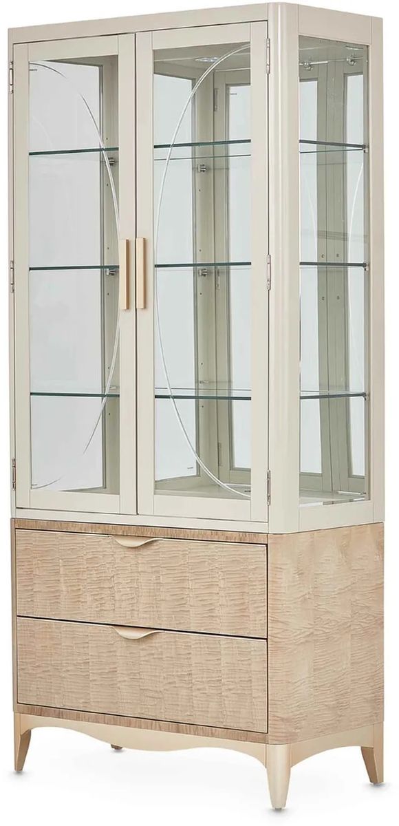 AICO Malibu Crest Display Cabinet in Chardonnay - Furniture Now (CA)