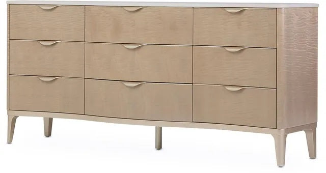 AICO Malibu Crest 9 Drawer Dresser in Blush - Furniture Now (CA)