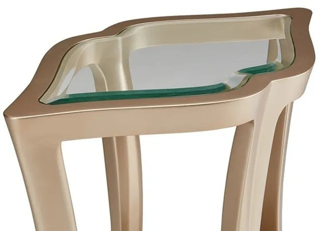 AICO Malibu Crest End Table w/Glass in Chardonnay - Furniture Now (CA)