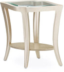 AICO Malibu Crest End Table w/Glass in Chardonnay - Furniture Now (CA)