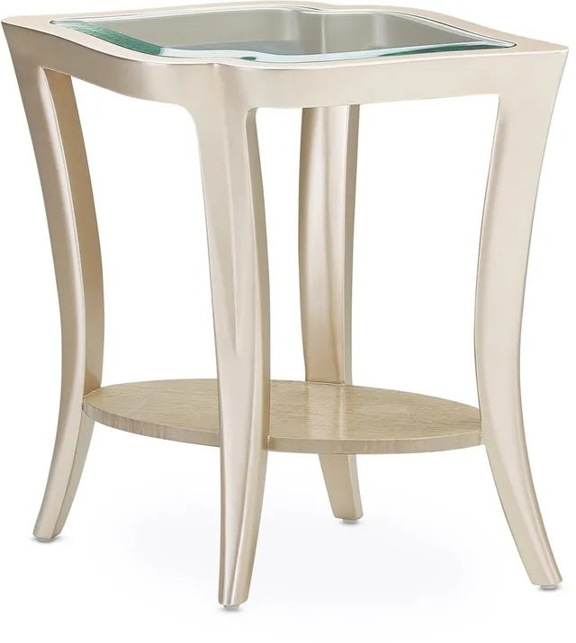 AICO Malibu Crest End Table w/Glass in Chardonnay 9007224-822 image