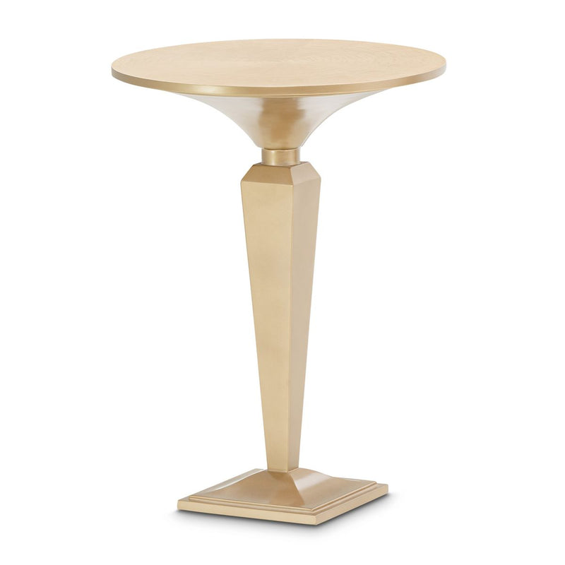 AICO Malibu Crest Round Pedestal Tea Table in Crotch Mahogany - Furniture Now (CA)