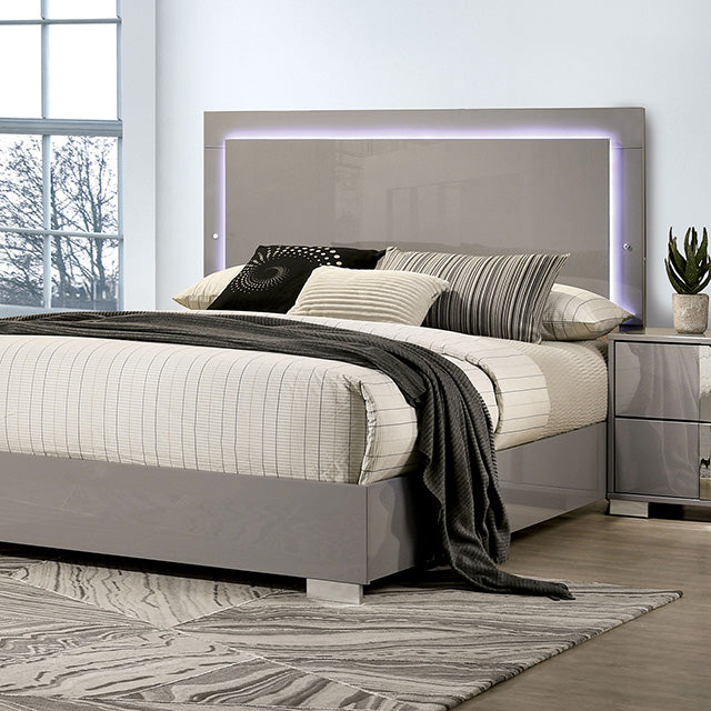 Sinistra E.King & Queen Bed White, Black & Beige