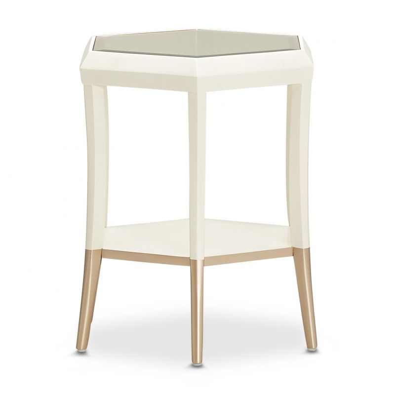 AICO La Rachelle Hexagon Accent Table in Medium Champagne image