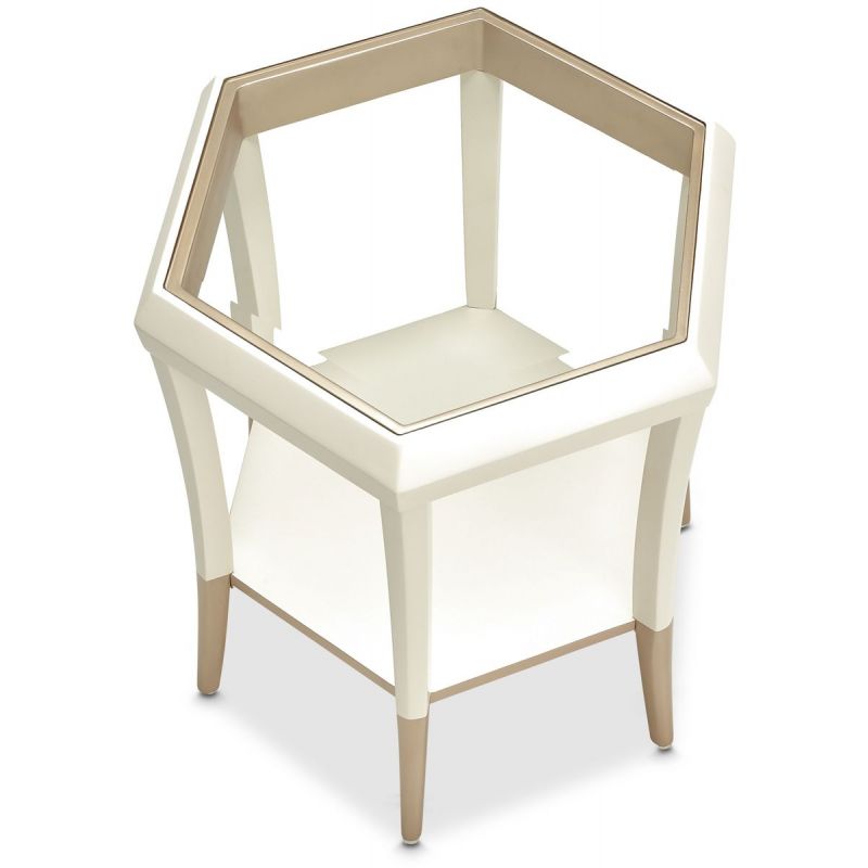 AICO La Rachelle Hexagon Accent Table in Medium Champagne - Furniture Now (CA)