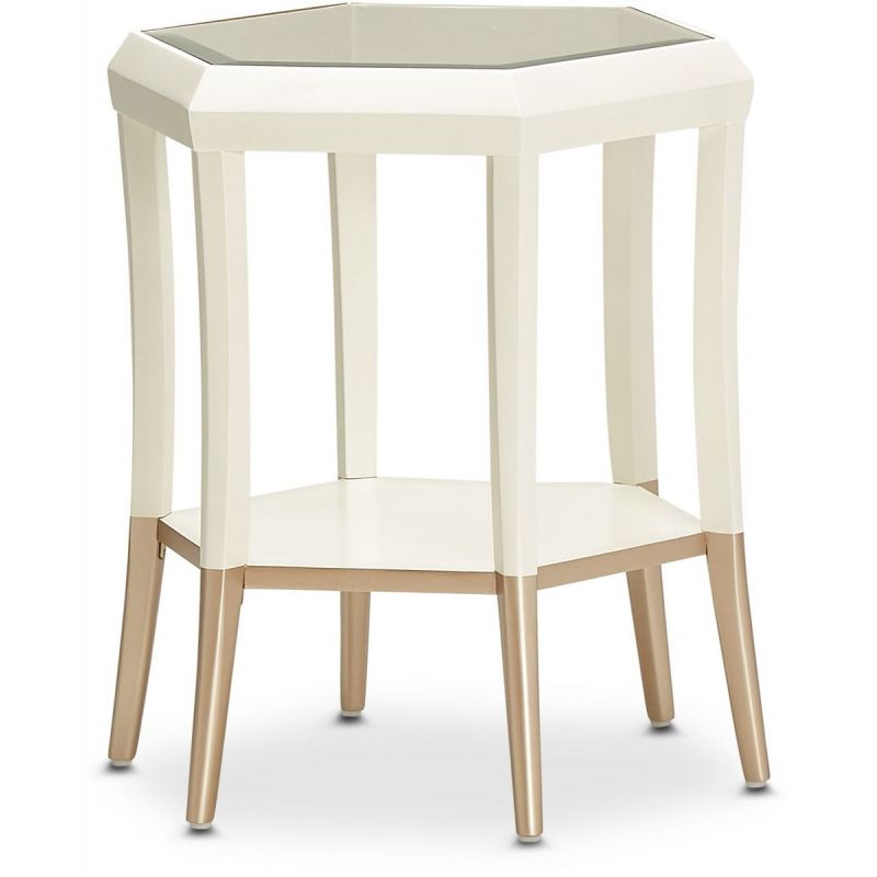 AICO La Rachelle Hexagon Accent Table in Medium Champagne - Furniture Now (CA)