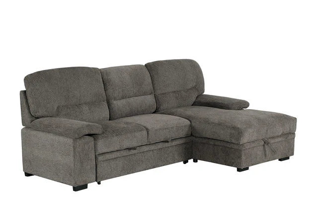 Tessaro Charcoal Sleeper Sectional w/ Popup Storage Chaise by Primo International