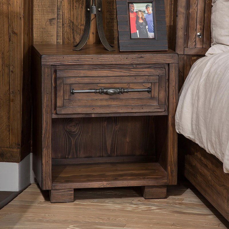 Aico Carrollton One Drawer Nightstand in Rustic Ranch - Furniture Now (CA)