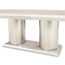 AICO Marin Double Pedestal Table in Greige - Furniture Now (CA)
