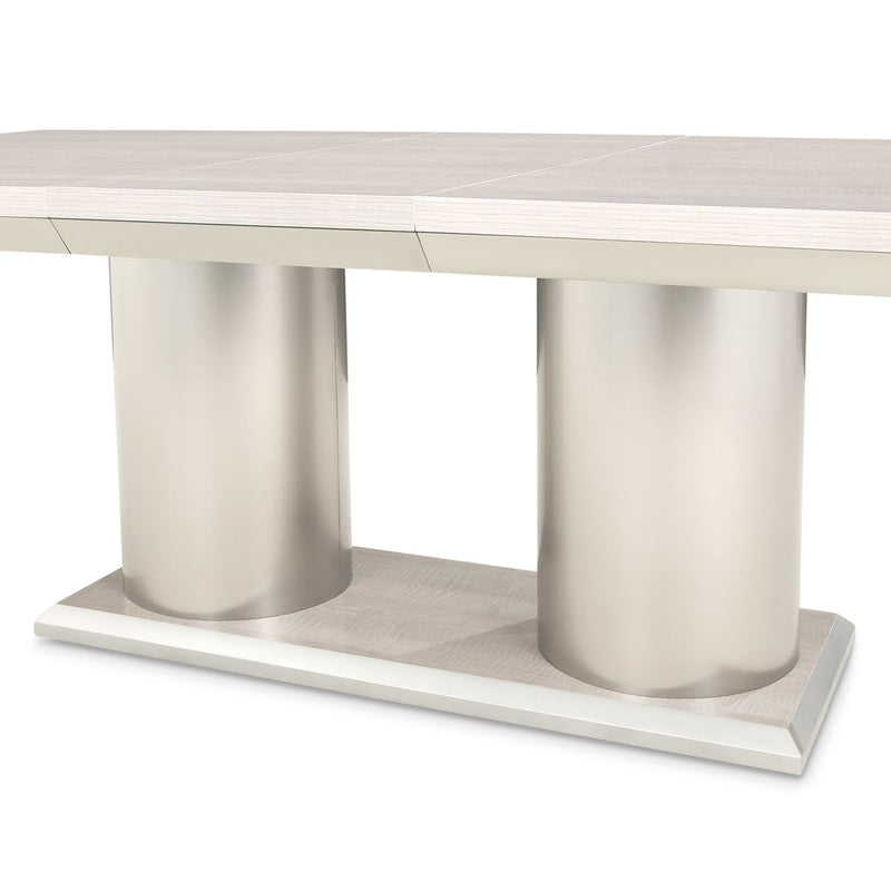 AICO Marin Double Pedestal Table in Greige - Furniture Now (CA)
