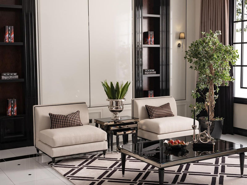 AICO La Francaise Armless Chair in Cafe/Black - Furniture Now (CA)