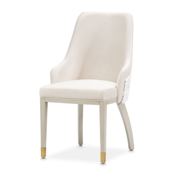 AICO Furniture Carmela Dining Arm Chair (Set of 2) in Shimmer Ivory - Furniture Now (CA)