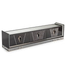 AICO Furniture Carmela Media Cabinet in Glossy Charcoal Sand - Furniture Now (CA)