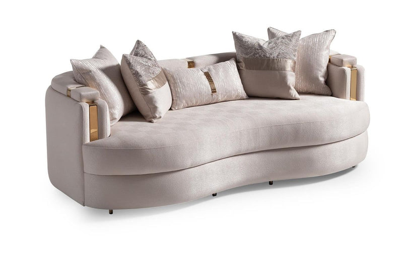AICO Carmela Sofa Almond in Shimmer Ivory - Furniture Now (CA)