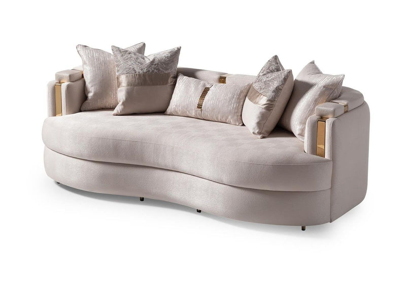 AICO Carmela Sofa Almond in Shimmer Ivory - Furniture Now (CA)