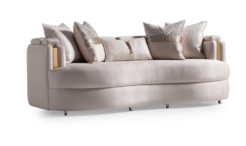 AICO Carmela Sofa Almond in Shimmer Ivory - Furniture Now (CA)