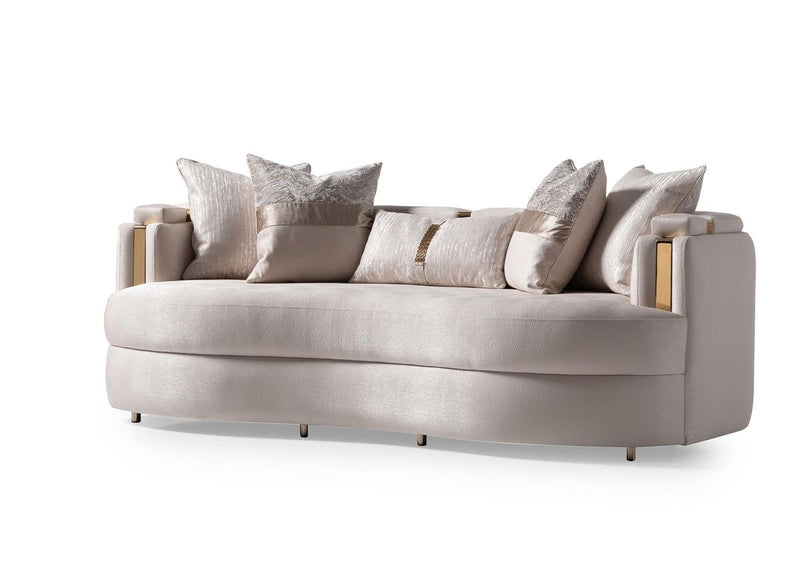 AICO Carmela Sofa Almond in Shimmer Ivory - Furniture Now (CA)