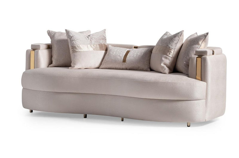 AICO Carmela Sofa Almond in Shimmer Ivory - Furniture Now (CA)