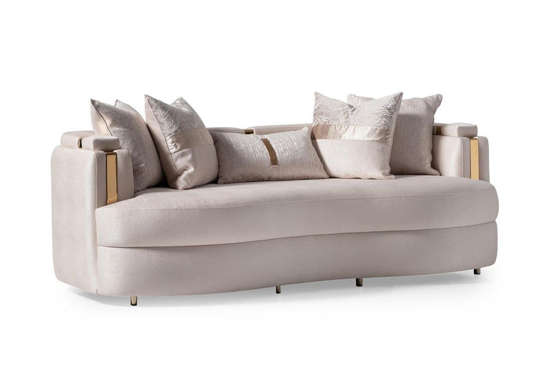 AICO Carmela Sofa Almond in Shimmer Ivory - Furniture Now (CA)