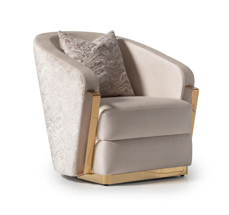 AICO Carmela Accent Chair in Shimmer Ivory - Furniture Now (CA)