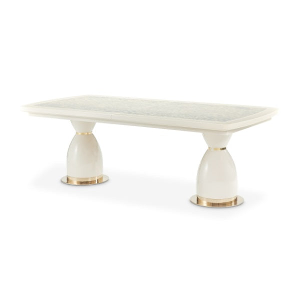 AICO Furniture Lisbon Double Pedestal Dining Table in Silken Matte Cream image