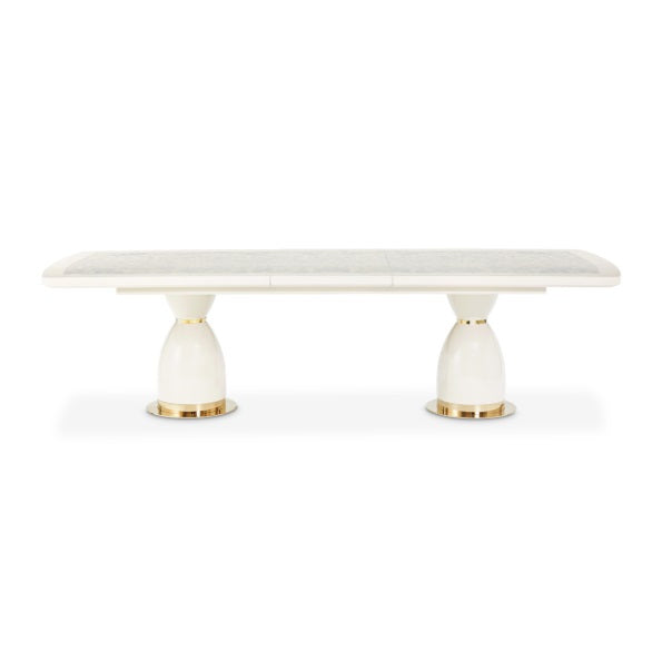 AICO Furniture Lisbon Double Pedestal Dining Table in Silken Matte Cream - Furniture Now (CA)