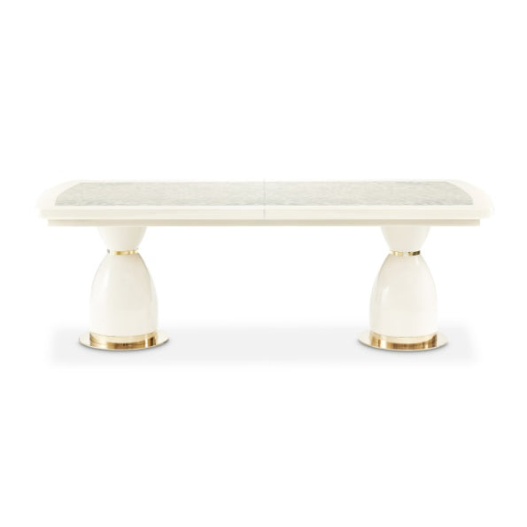 AICO Furniture Lisbon Double Pedestal Dining Table in Silken Matte Cream - Furniture Now (CA)