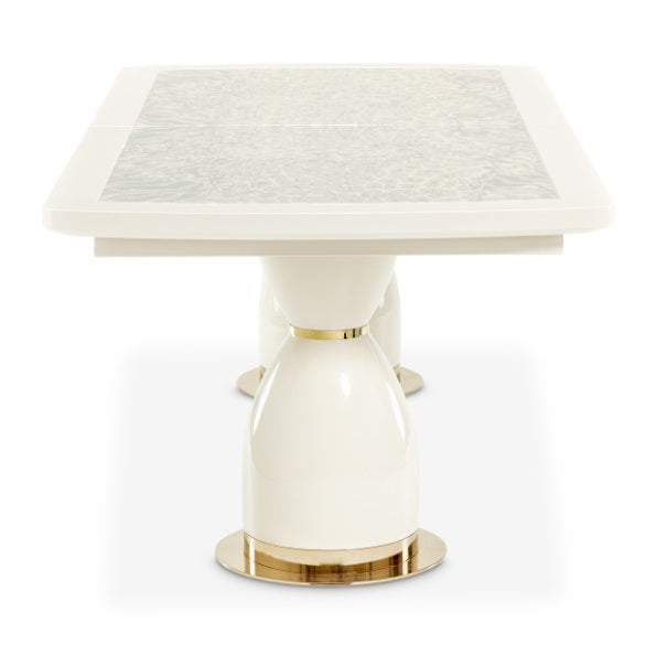 AICO Furniture Lisbon Double Pedestal Dining Table in Silken Matte Cream - Furniture Now (CA)