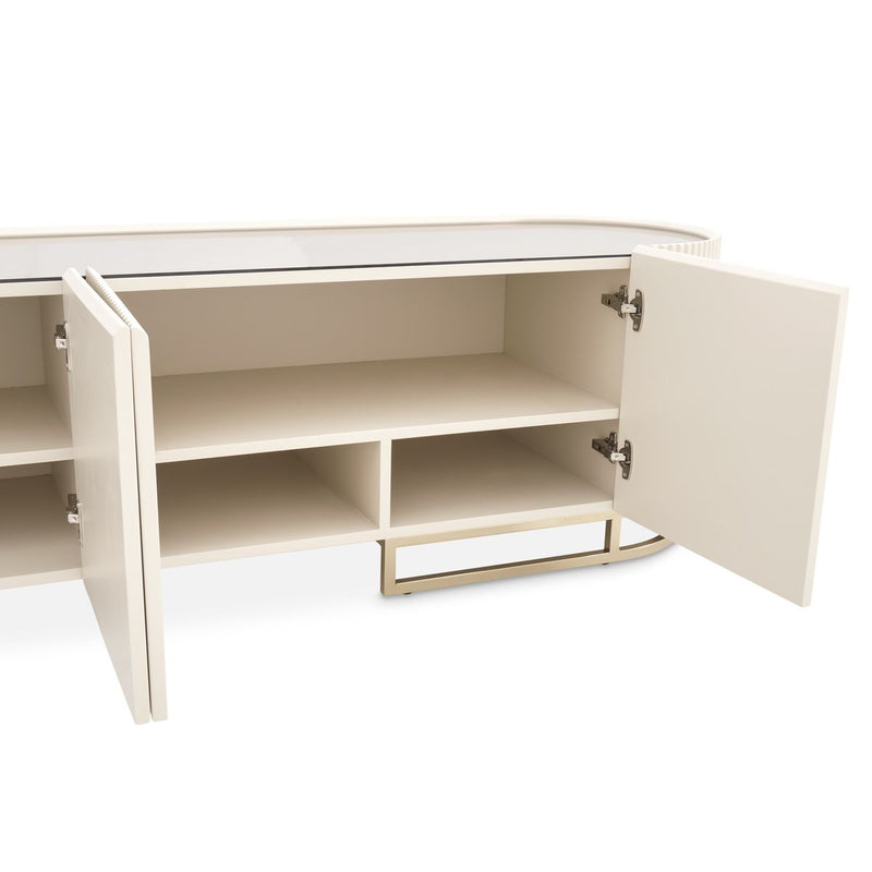 AICO Lisbon Media Cabinet in Silken Matte Cream - Furniture Now (CA)