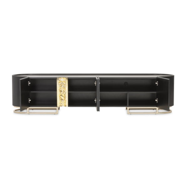 AICO Furniture Lisbon Media Cabinet in Silken Matte Black - Furniture Now (CA)