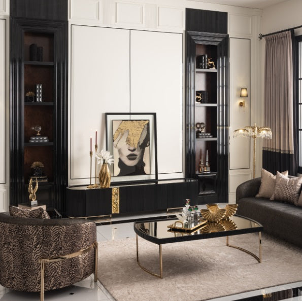 AICO Furniture Lisbon Media Cabinet in Silken Matte Black - Furniture Now (CA)
